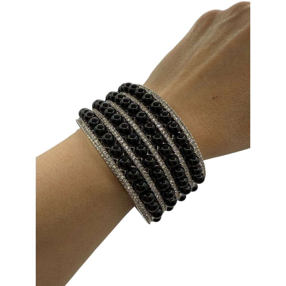 Chanel Multi Strand Bead and Crystal Silver Cuff - Picture 12 of 12